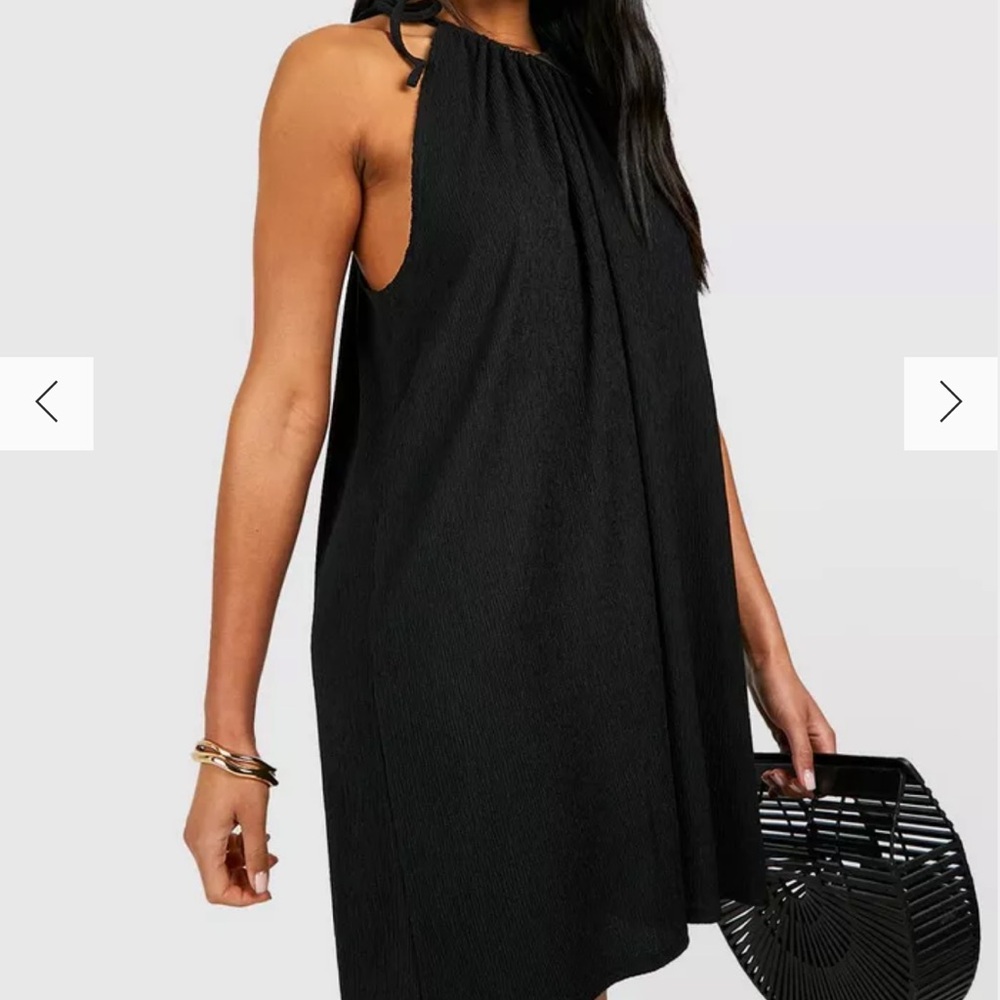 Elegant Black Halter Neck Swim Cover-Up